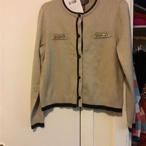 Elegant Beige Cardigan Sweater.  High end designer style.  NWT